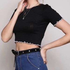 BLUE BLUSH LETTUCE EDGE BABY TEE